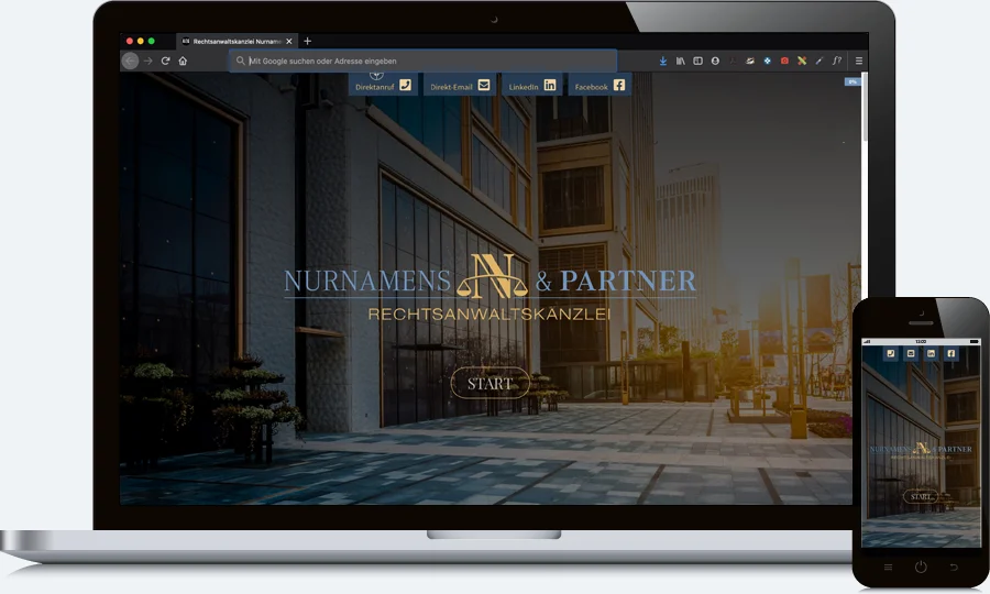 Homepage für Rechtsanwalt