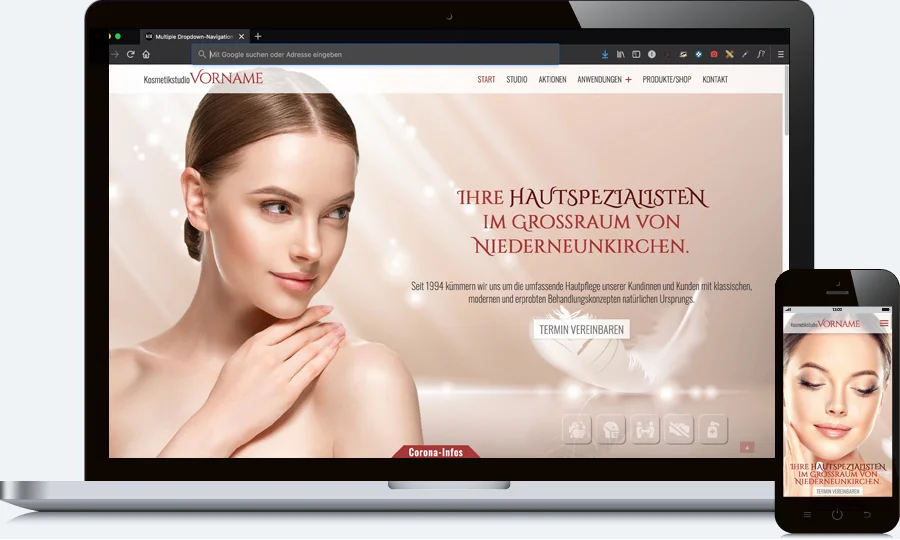 Homepage für Kosmetikstudio